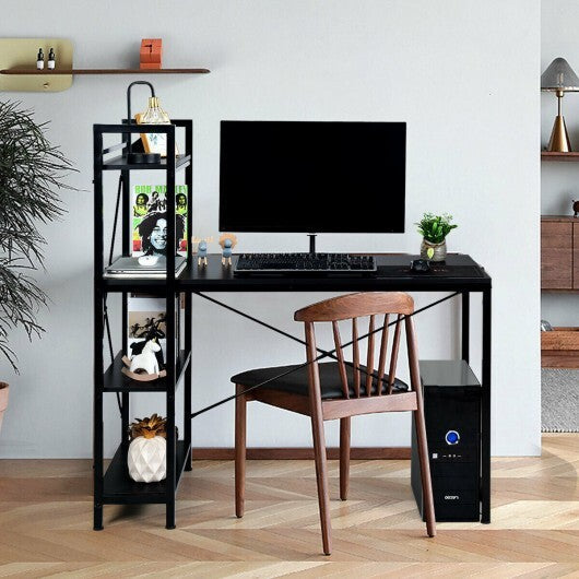 47.5 Inch Writing Study Computer Desk with 4-Tier Shelves-Tan W2B