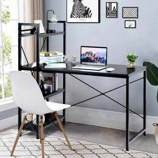 47.5 Inch Writing Study Computer Desk with 4-Tier Shelves-Tan W2B