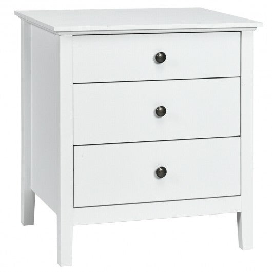 3-Drawer Wooden Nightstand Modern Bedside Table-Black W2B