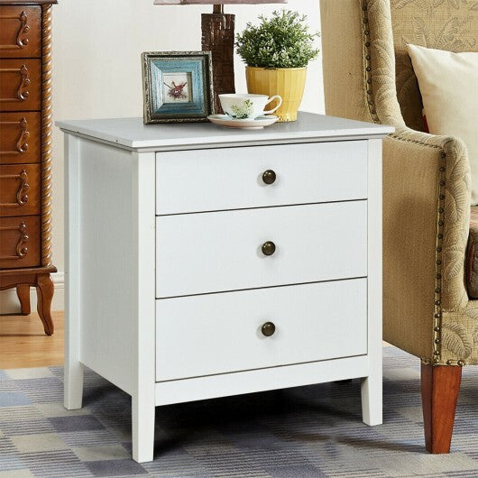 3-Drawer Wooden Nightstand Modern Bedside Table-Black W2B