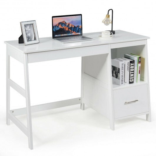 47.5 Inch Modern Home Computer Desk with 2 Storage Drawers-White W2B