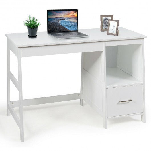 47.5 Inch Modern Home Computer Desk with 2 Storage Drawers-White W2B