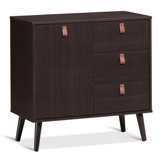 3-drawer Sideboard Storage Display Cabinet-Brown W2B