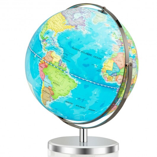 13 Inch Illuminated World Globe 720 Rotating Map with LED Light W2B