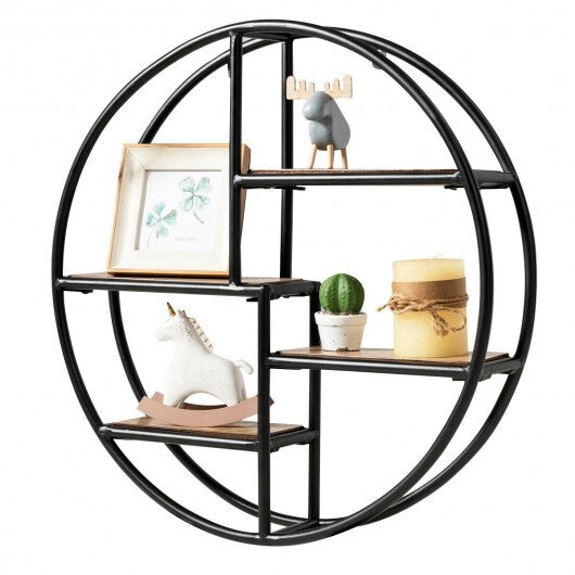 Hanging Storage Shelf Circular Wall-Mounted 4-Tier Rack W2B
