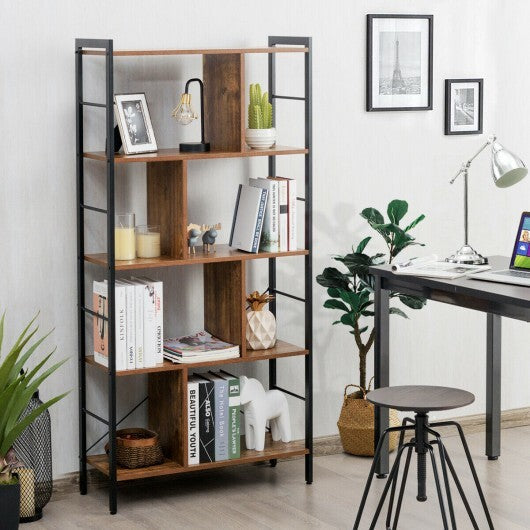 4-Tier Industrial Freestanding Bookshelf with Metal Frame
