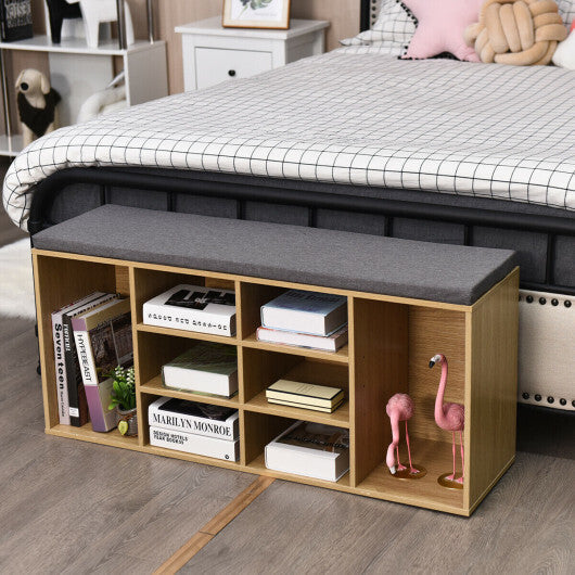 10-Cube Organizer Shoe Storage Bench with Cushion for Entryway-White W2B
