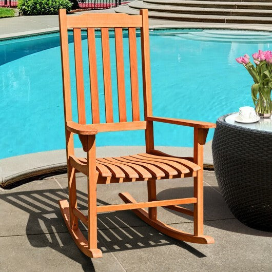 Outdoor Rocking Chair Single Rocker for Patio Deck  - Color: Natural W2B