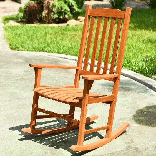 Outdoor Rocking Chair Single Rocker for Patio Deck  - Color: Natural W2B