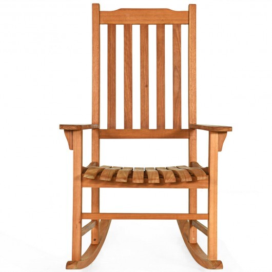 Outdoor Rocking Chair Single Rocker for Patio Deck  - Color: Natural W2B