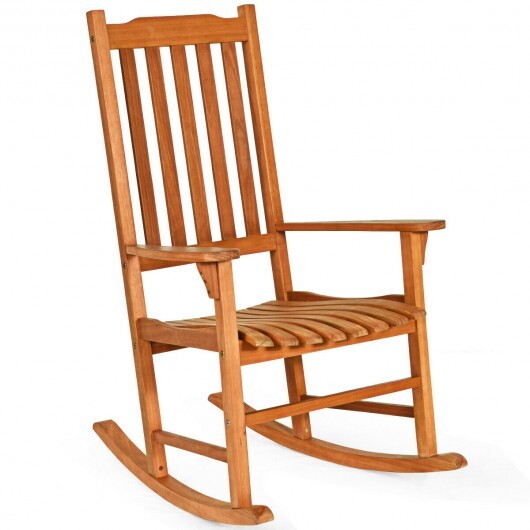 Outdoor Rocking Chair Single Rocker for Patio Deck  - Color: Natural W2B
