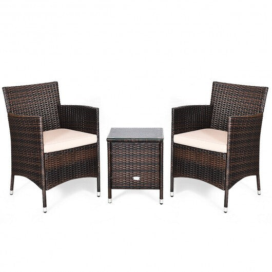 3 Pcs Outdoor Rattan Wicker Furniture Set-Blue W2B