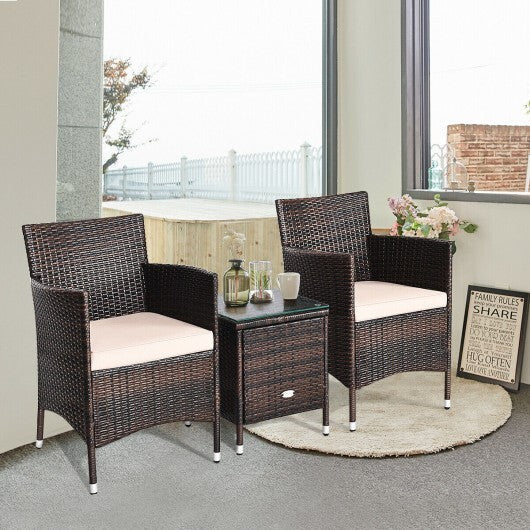 3 Pcs Outdoor Rattan Wicker Furniture Set-Blue W2B