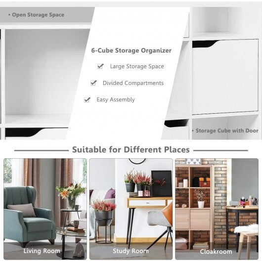Free Standing 9 Cube Storage Wood Divider Bookcase for Home and Office-White W2B