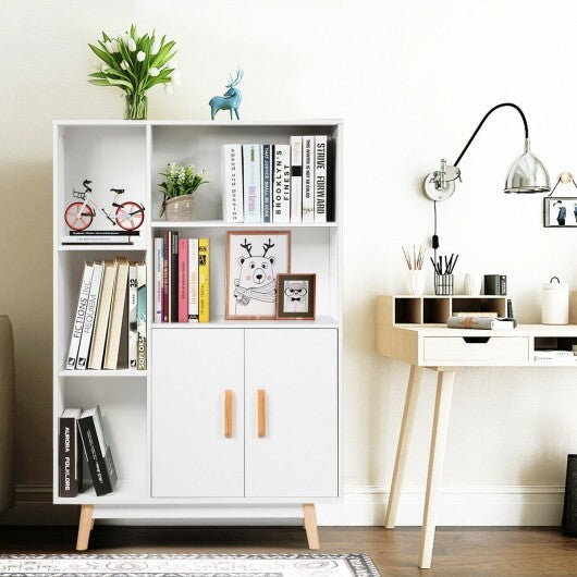 Free Standing Pantry Cabinet with 2 Door Cabinet and 5 Shelves W2B