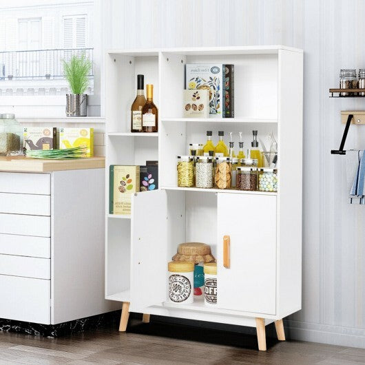 Free Standing Pantry Cabinet with 2 Door Cabinet and 5 Shelves W2B