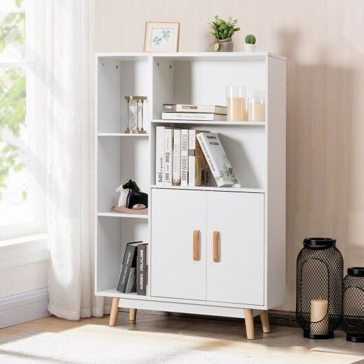 Free Standing Pantry Cabinet with 2 Door Cabinet and 5 Shelves W2B