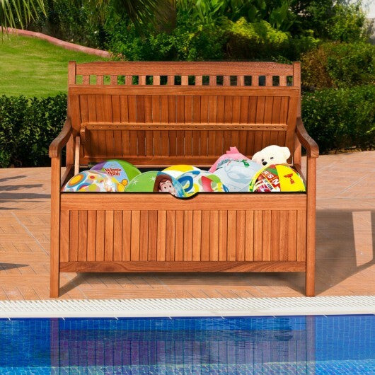 33 Gallon Wooden Storage Bench with Liner for Patio Garden Porch W2B