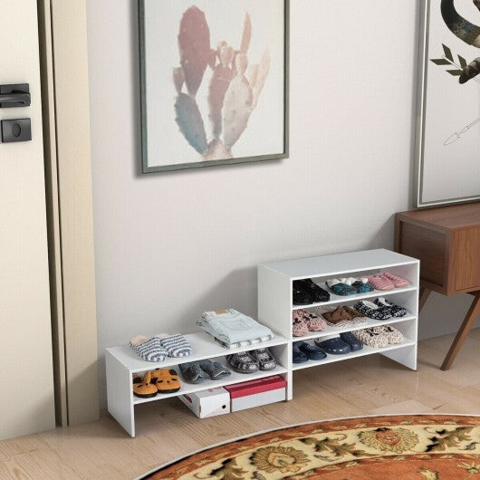 3 Pieces 31-Inch Stackable Multi-Shape Shoe Rack-Brown W2B
