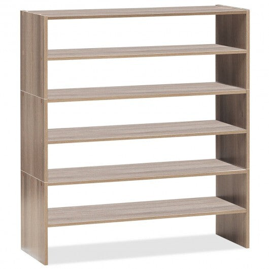 3 Pieces 31-Inch Stackable Multi-Shape Shoe Rack-Brown W2B