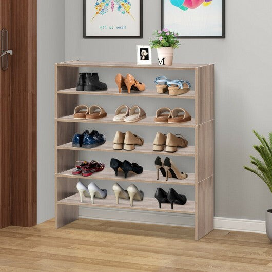 3 Pieces 31-Inch Stackable Multi-Shape Shoe Rack-Brown W2B