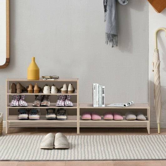 3 Pieces 31-Inch Stackable Multi-Shape Shoe Rack-Brown W2B