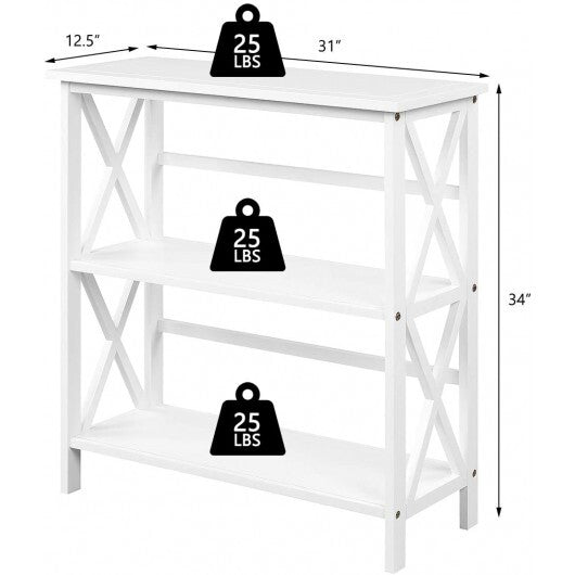 3-Tier Wooden Multi-Functional X-Design Etagere Storage Bookshelf-Black