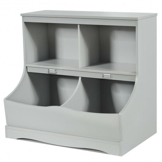 Kids Floor Cabinet Multi-Functional Bookcase -White W2B