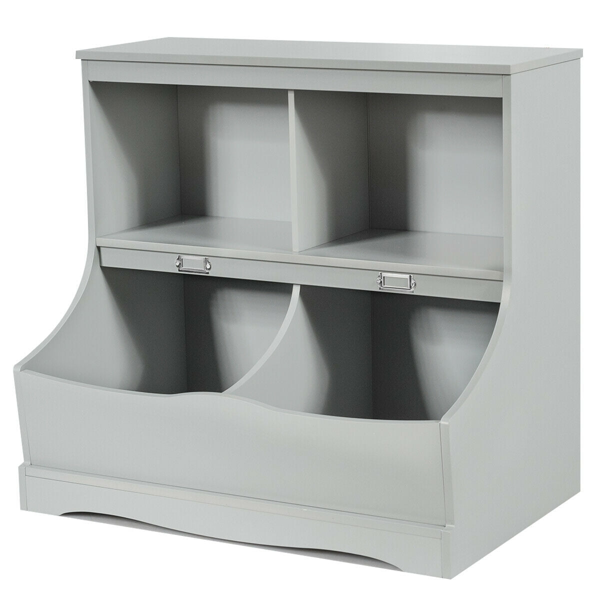 Kids Floor Cabinet Multi-Functional Bookcase -Gray - Color: Gray W2B