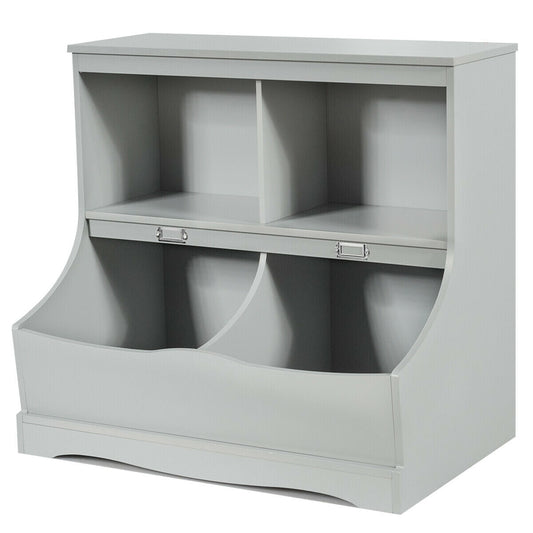 Kids Floor Cabinet Multi-Functional Bookcase -Gray - Color: Gray W2B