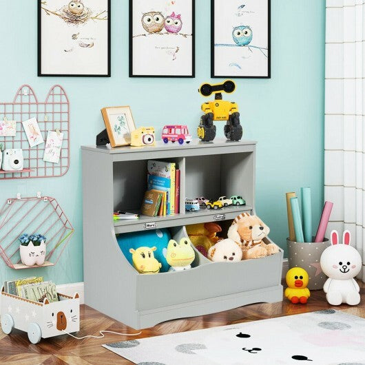 Kids Floor Cabinet Multi-Functional Bookcase -White W2B