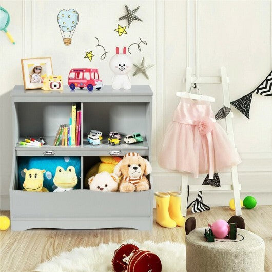 Kids Floor Cabinet Multi-Functional Bookcase -White W2B