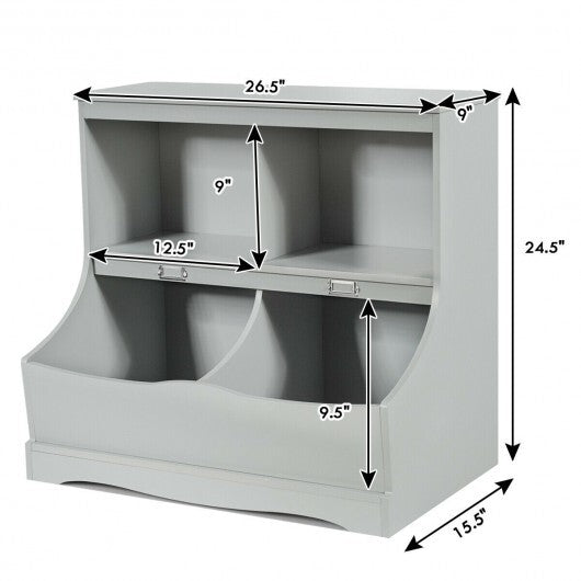 Kids Floor Cabinet Multi-Functional Bookcase -White W2B