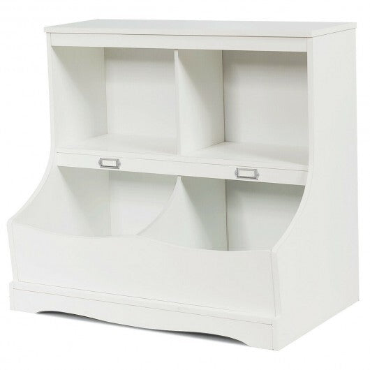Kids Floor Cabinet Multi-Functional Bookcase -White W2B
