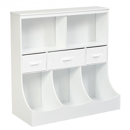 Freestanding Combo Cubby Bin Storage Organizer Unit W/3 Baskets-Gray W2B