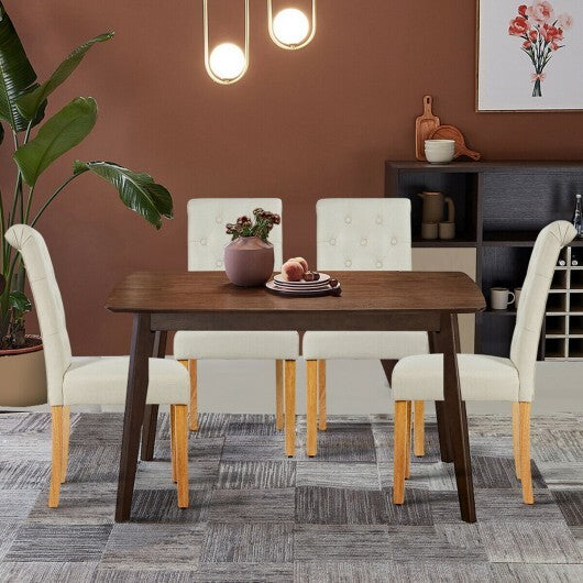 2 Pieces Tufted Dining Chair Set with Adjustable Anti-Slip Foot Pads-Blue and White