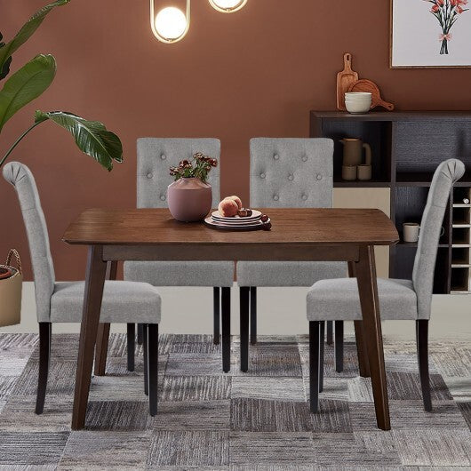 2 Pieces Tufted Dining Chair Set with Adjustable Anti-Slip Foot Pads-Blue and White