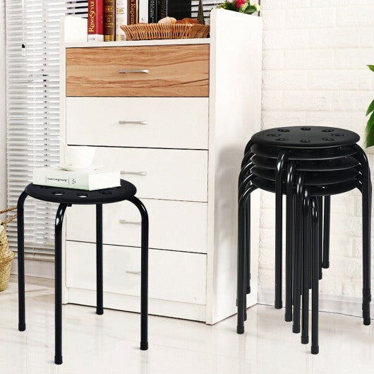 Set of 6 Portable Plastic Stack Stools-Black - Color: Black W2B