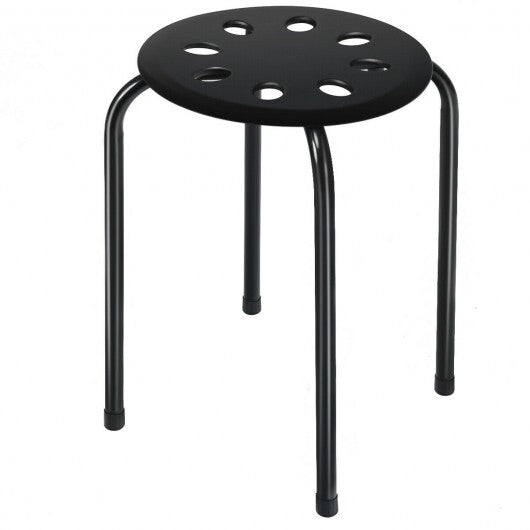 Set of 6 Portable Plastic Stack Stools-Black W2B