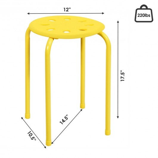 Set of 6 Portable Plastic Stack Stools-Black W2B