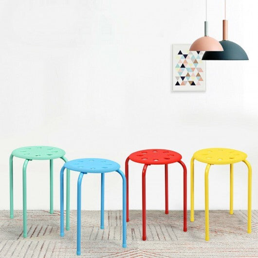 Set of 6 Portable Plastic Stack Stools-Black W2B