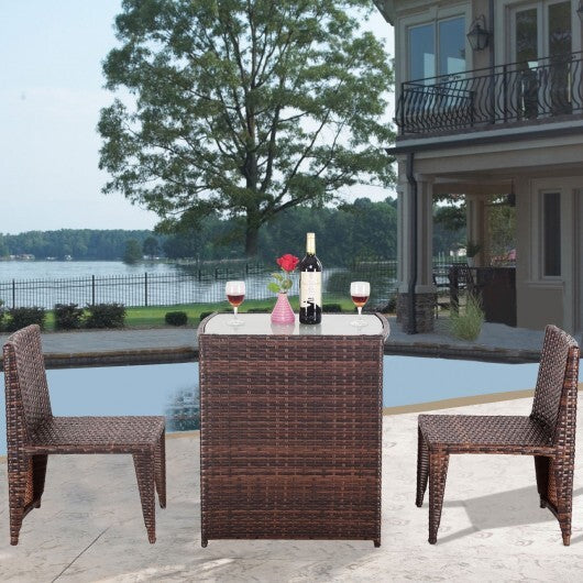 3 Pieces Cushioned Outdoor Wicker Patio Set with No Assembly Needed