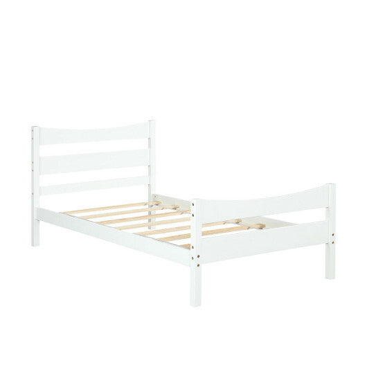 Twin Size Rustic Platform Bed Frame with Headboard and Footboard-Walnut