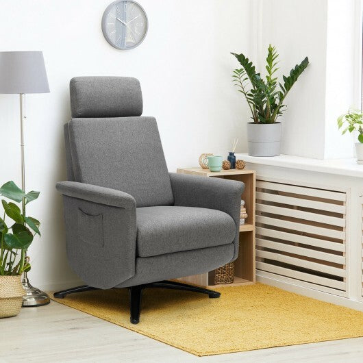 Swivel Massage Recliner Single Sofa with Adjustable Headrest-Gray