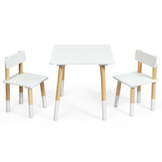 Kids Wooden Table and 2 Chairs Set-White W2B