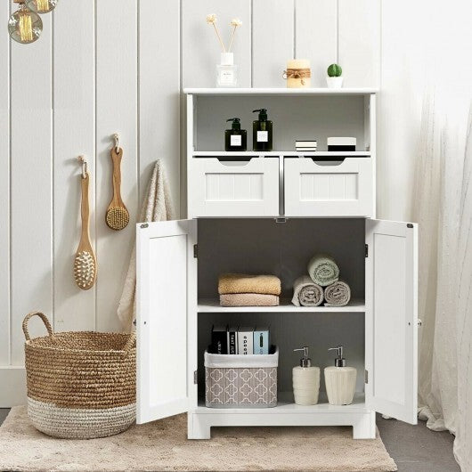 Bathroom Wooden Side Cabinet  with 2 Drawers and 2 Doors-Black