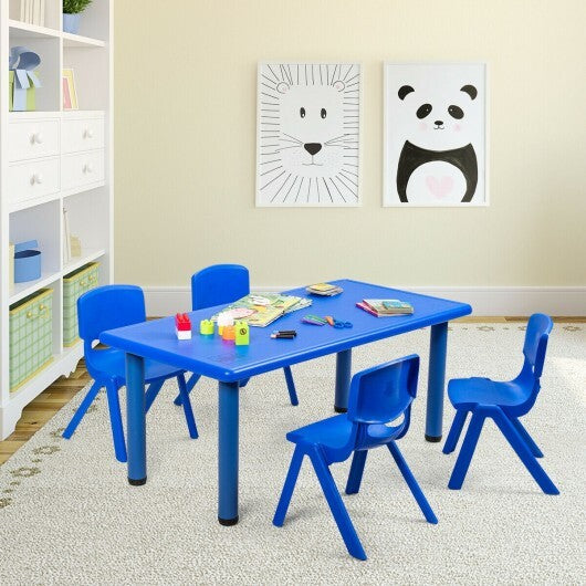 Kids Plastic Rectangular Learn and Play Table-Blue - Color: Blue W2B
