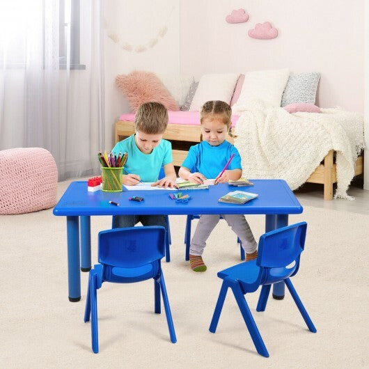 Kids Plastic Rectangular Learn and Play Table-Blue - Color: Blue W2B