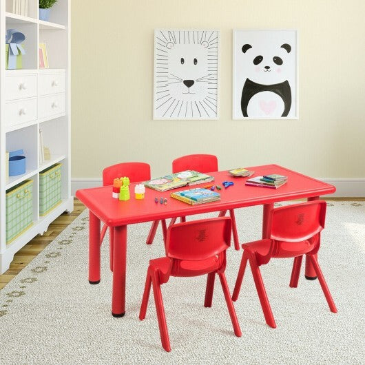 Kids Plastic Rectangular Learn and Play Table-Red - Color: Red W2B