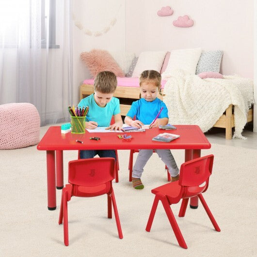 Kids Plastic Rectangular Learn and Play Table-Red - Color: Red W2B